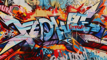 Vibrant Urban Art Graffiti Wall Mural with 