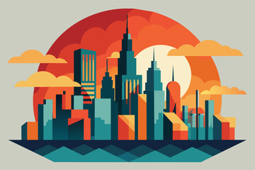 Abstract City Skyline Logo Featuring Negative Space, Modern Urban Design Innovative Abstract City Skyline Logo with Negative Space Elements