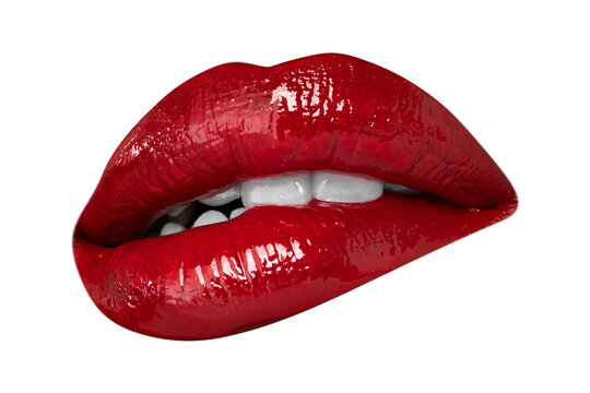 Lips PNG Woman biting Valentine&rsquo;s day design element