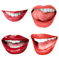 Png sexy red lips expression stickers Valentine’s day theme set