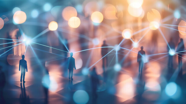 Networking, group and people, collaboration and double exposure, corporate and growth of company. Employees, staff and workers, professional and colleagues, together and cooperation for business