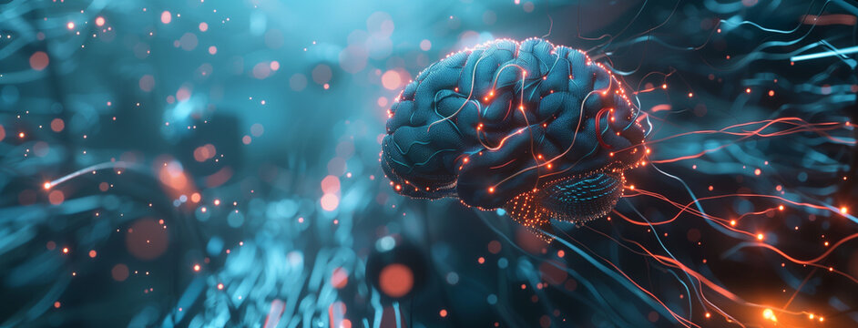 world map, Electronic cyber brain in a quantum computing system, technology, biotechnology and machine learning concept, Neural circuit and electronic cyber brain in a quantum computing system. Ai