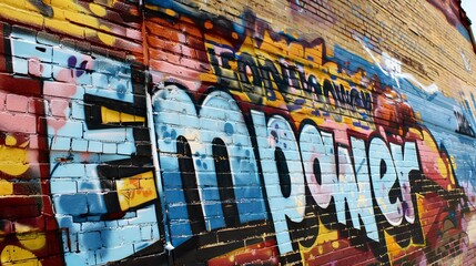 Empowerment Urban Street Art Graffiti Mural with Vibrant Colors
