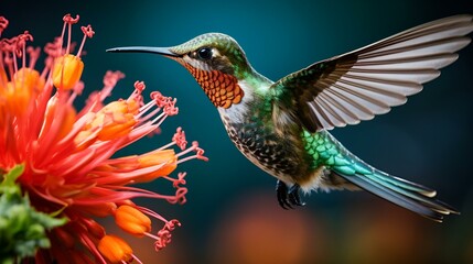 Ruby Topaz hummingbird feeding on Pride