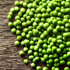 green peas on a wooden background