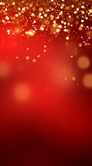 Red background with golden sparkling particles and bokeh lights