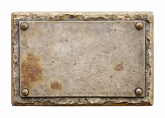 old metal plate, old rusty stone name plate isolated  © shital