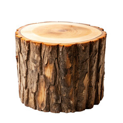 cut tree stump, tree truck isolated on transparent background