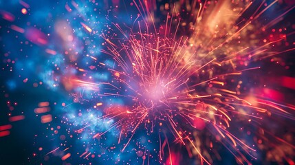 Vibrant Fireworks Display Captured in Dynamic Colorful Explosion