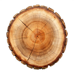 cut tree stump, tree truck isolated on transparent background