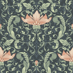 Floral ornament. Seamless floral pattern. Classic background.
