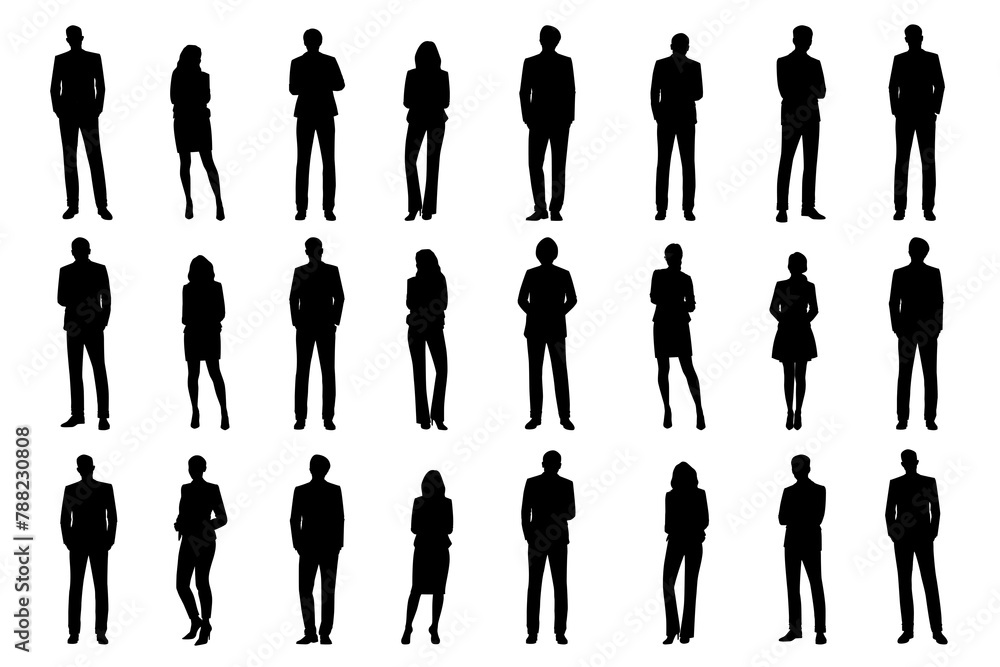 Wall mural Business people png silhouette, standing gesture set