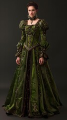Fototapeta premium Beautiful green Elegant Dress with Intricate Details