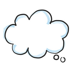 PNG think speech bubble, fluffy cloud shape in transparent background