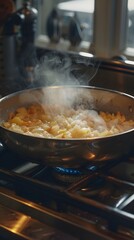 Delicious Kitchen Cooking Scene with Heavy Pan and Vegetable