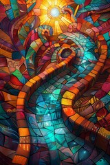 Obraz premium Neon fractals, vibrant energy, detailed patterns, electric colors for dynamic background