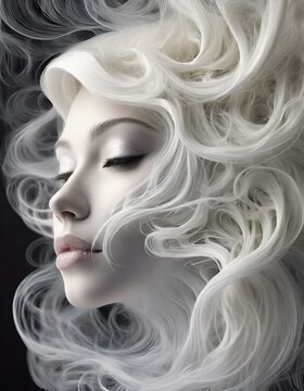 czysty portret piękna jasna kobieta białe włosy delikatna idealna