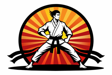 A martial arts logo with a black belt and rising sun