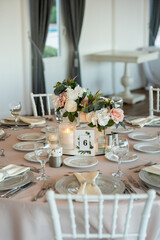 The elegant wedding table ready for guests.