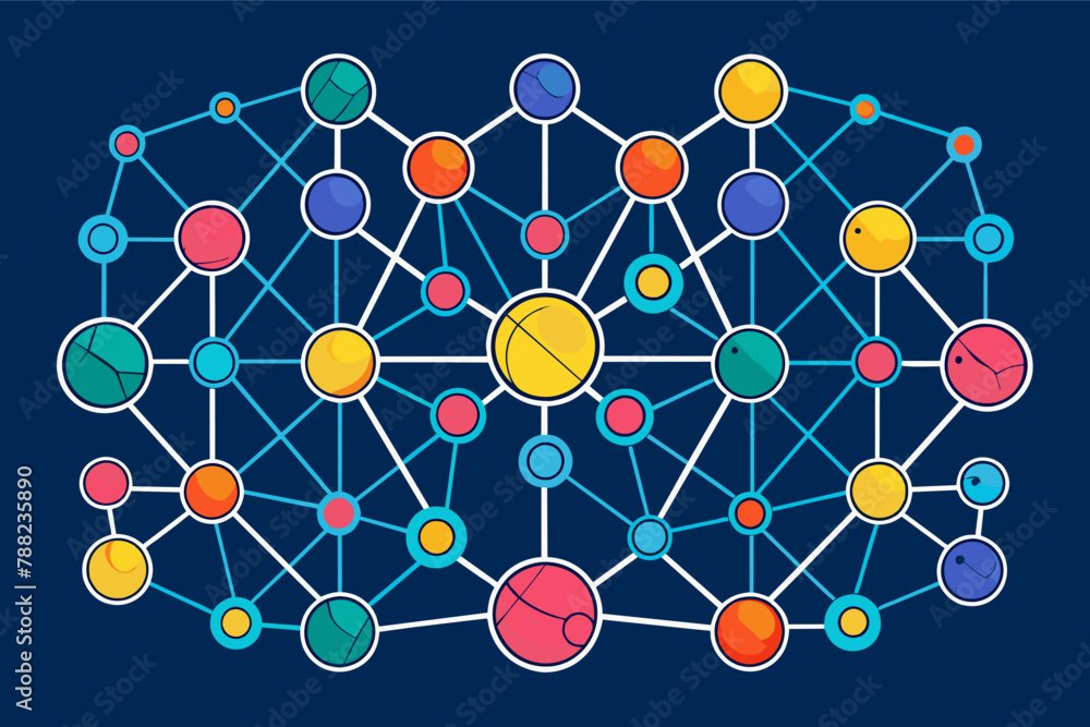 Poster A neural network diagram with interconnected nodes and pathways