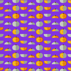 Seamless pattern with Crown Prince Squash. Winter squash. Cucurbita maxima. Fruit and vegetables. Flat style. Isolated vector illustration.