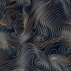 Luxury gold abstract line art background vector. Mountain topographic map background with golden lines texture, 17:9 wallpaper design for wall arts, fabric , packaging , web, banner, app, wallpaper