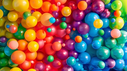 Fototapeta na wymiar Multicolored plastic balls background. 3d illustration. Top view.