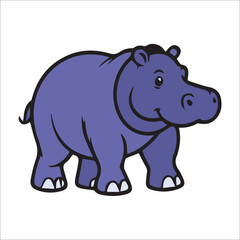 hippo Line  filled illustration can be used for logos