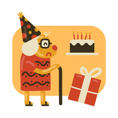 Old woman celebrating birthday