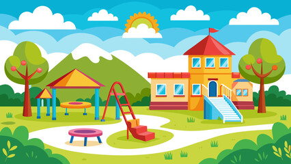 kindergarten-kids-playground--empty-children-area