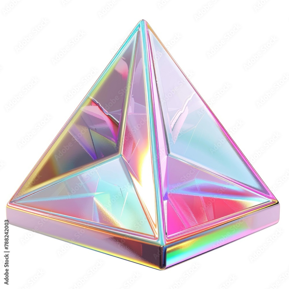 Aufkleber a close-up of a holographic pyramid with a dynamic color shift
