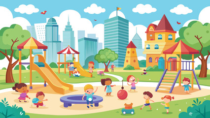 kindergarten-or-kids-playground-in-city-park--vect