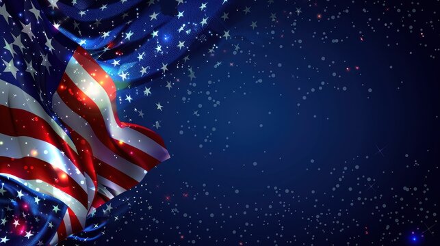 Starry Glory of the American Flag in a Cosmic Celebration - Generative AI