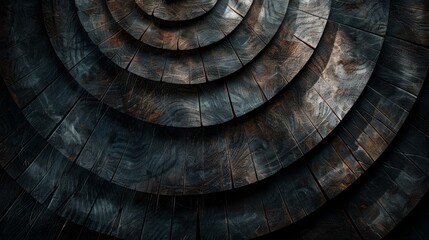 Detailed Dark Circular Wooden Plank Layers Texture with Natural Patterns for Design Projects