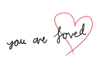 You are loved png quote sticker, cute typography, transparent background