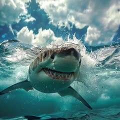 great white shark - obrazy, fototapety, plakaty