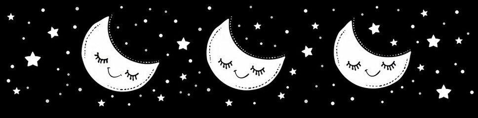 Dreamy Celestial Friends: Moon Phases and Stars - Generative AI