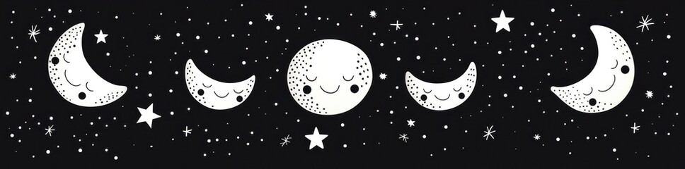 Dreamy Celestial Friends: Moon Phases and Stars - Generative AI