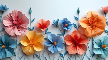 Obraz premium Colorful Origami Flower made from Patterned Paper