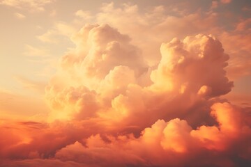 Orange Sunset sky with clouds, wallpaper background, lofi aesthetic vibe 