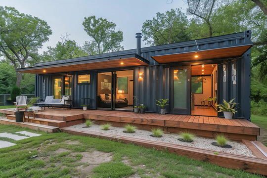 Small house constructed from shipping containers