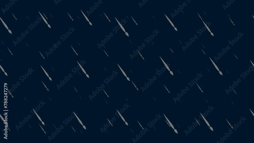 Poster artistic brush symbols float horizontally from left to right. parallax fly effect. floating symbols 