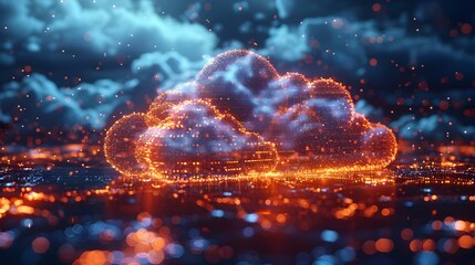 Digital Cloud Data Hub: Minimalist, High-Speed Connectivity. Concept Cloud Computing, Data Management, High-Speed Connectivity, Minimalist Interface