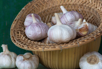 Many garlic bulbs