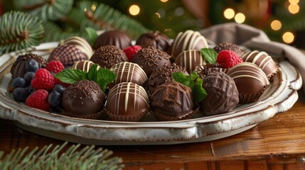 Assortment of luxurious chocolate candies with various fillings, sweet food background - 788249620