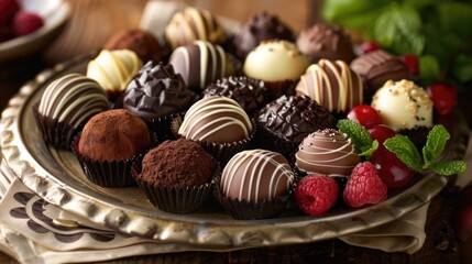 Assortment of luxurious chocolate candies with various fillings, sweet food background - 788249674