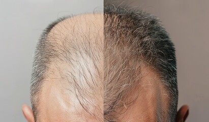 Obraz premium Comparison of hair loss treatment in men before and after – a visual journey to success