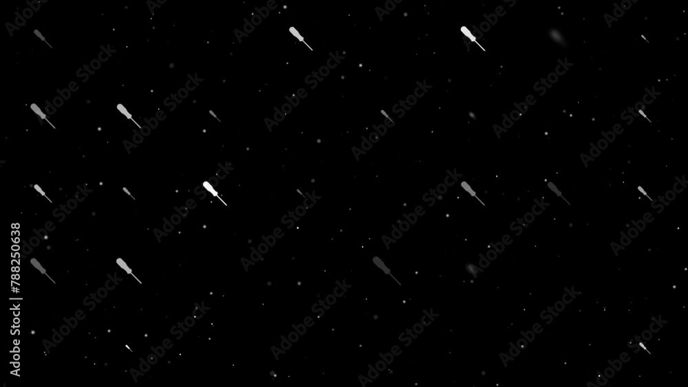 Poster template animation of evenly spaced a screwdriver symbols of different sizes and opacity. animation 