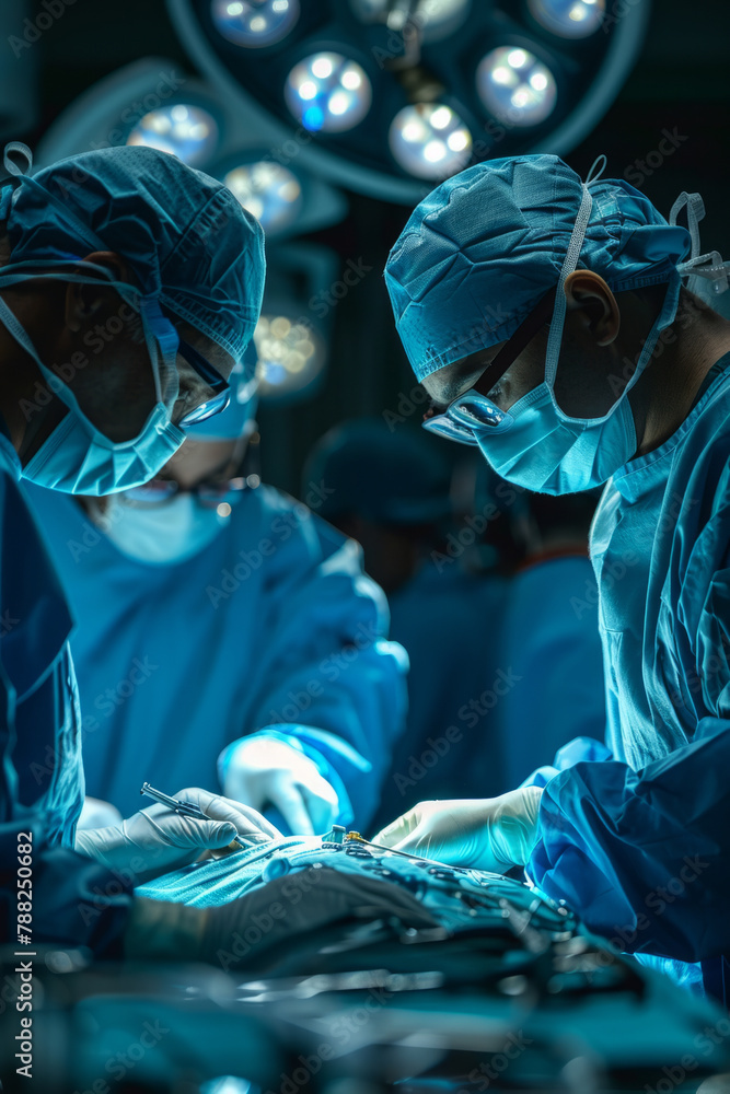 Poster surgeons using advanced robotic technology for precise and minimally invasive surgery.
