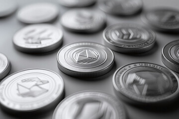Tokens and coins illustrated with elements of abstract art